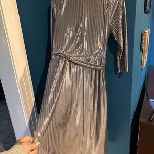 Lane Bryant Shimmering Silver Long Sleeve Dress